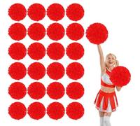 24 Pcs Cheerleading Pom Poms,13.7inch with Four finger payment Cheerleading Handheld Squad Pompoms for Sports Team Cheer Spirit (red)
