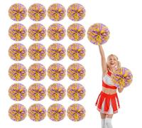 24 Pcs Cheerleading Pom Poms,13.7inch with Four finger payment Cheerleading Handheld Squad Pompoms for Sports Team Cheer Spirit (Purple+Yellow)