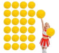 24 Pcs Cheerleading Pom Poms,13.7inch with Four finger payment Cheerleading Handheld Squad Pompoms for Sports Team Cheer Spirit (yellow)