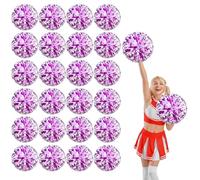24 Pcs cheerleading poms,13.7inch pom poms cheerleading with Four finger payment Cheer Pom Pomsfor Dance, Matches, Team Spirit Sports (Rose red+white)