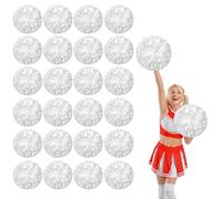 24 Pcs cheerleading poms,13.7inch pom poms cheerleading with Straight handle style Cheer Pom Pomsfor Dance, Matches, Team Spirit Sports (white)