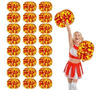 24 Pcs cheerleading poms,14.57inch pom poms cheerleading with Handle style Cheer Pom Pomsfor Dance, Matches, Team Spirit Sports (Bronze+Yellow)
