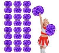 24 Pcs cheerleading poms,14.57inch pom poms cheerleading with Handle style Cheer Pom Pomsfor Dance, Matches, Team Spirit Sports (purple)