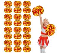 24 Pcs cheerleading poms,14.57inch pom poms cheerleading with Handle style Cheer Pom Pomsfor Dance, Matches, Team Spirit Sports (Bronze+Yellow 2)