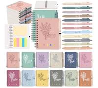 24 Pcs Christian Gifts for Teen Girls & Women, 12 Sets Pastel Bible Verse Notebooks with Floral Pens & Sticky Notes, Cute Scripture Journals for Sunday School, Baptism, Youth Group (5.5 x 4.7 Inch)