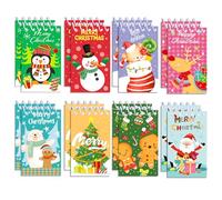 24 Pcs Christmas Mini Spiral Notebooks Bulk for Kids, 8 Designs | Bonitos cuadernos pequeños de 3.9 x 2.4 pulgadas, recompensas de aula, recuerdos de fiesta y rellenos de calcetines para