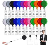 24 pcs Clip Retráctil para Insignias, Colorido Portatarjetas Retractil, Porta Tarjetas Identificativas Carrete, Titular de La Credencial Horizontal, 12 Colores Extensible 75cm