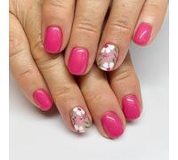 24 Pcs Cortos Cuadrados Prensa En Uñas Flores Uñas Falsas Color Sólido Acrílico Brillante Cubiertas Completas Pegadas