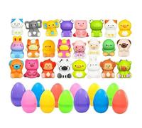 24 Pcs Easter Prefilled Eggs with Squeeze Toys, Cute Stress Reliever Squeeze Toy, Slow Rising, For Kids Party Favor, Basket Stuffers, Animal Easter Egg Filler, Classroom Prize Supplies