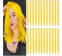 24 PCS Hair Extensions Clip in, 22 Inch Colored Hair Extensions Party Highlights Long Straight Synthetic Hairpieces for Women Cosplay Halloween Christmas (yellow)