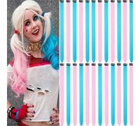 24 PCS Hair Extensions Clip in, 22 Inch Colored Hair Extensions Party Highlights Long Straight Synthetic Hairpieces for Women Cosplay Halloween Christmas (blue pink)