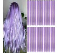 24 PCS Hair Extensions Clip in, 22 Inch Colored Hair Extensions Party Highlights Long Straight Synthetic Hairpieces for Women Cosplay Halloween Christmas (lavender)