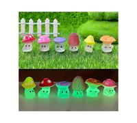 24 PCS Luminous Resin Cute Cartoon Wild Mushrooms Statue Decoration, Miniature Fairy Garden Accessories,Used in Rooms, Courtyards, Gardens, Potted