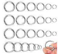 24 Pcs Mosquetón Redondo 6 Tamaños - Acero Inoxidable y Aleación de Zinc - Mini, Hebillas de Resorte para Llaveros y Manualidades