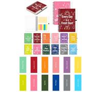24 Pcs Motivational Gifts Bulk, 12 Sets Colorful Inspirational Notebooks with Matching Pens & Sticky Notes, Back to School Journals for Kids, Classrooms, Teachers, Team Building (5.5 x 4.7 Inch)