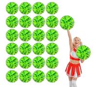 24 Pcs pom poms cheer,13.7inch pom poms cheerleading with Four finger payment Cheer Pom Pomsfor Dance, Matches (Color mixed green)