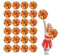 24 Pcs pom poms cheer,13.7inch pom poms cheerleading with Straight handle style Cheer Pom Pomsfor Dance, Matches (Red+Gold)