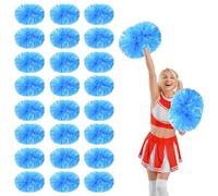 24 Pcs pom poms cheer,14.57inch pom poms cheerleading with Handle style Cheer Pom Pomsfor Dance, Matches (Matte Blue)