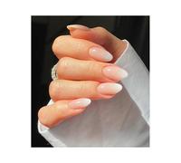24 Pcs Press on Nails Medium, Almond Fake Nails with Glue, Pink White Gradient False Nails with Designs, Acrylic for Women