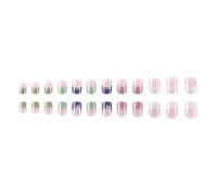 24 Pcs Short Artificial Nails Lovely Flowers Stick on Valentines Day False French Tip Press on
