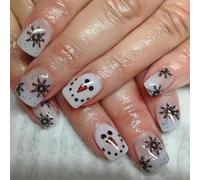 24 PCS Snowflake Cubiertas Completas Stick On Ups Artificial Encantador Snowmen False Square Christmas Press On