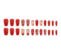24 PCS Valentines Day Press On Nails Flores Falsas Portadas De Corazón Se Adhieren En Año Nuevo Artificial