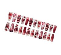 24 PCS Valentines Day Press On Nails Flores Uñas Falsas