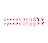 24 Pcs Valentines Day Stick On Nails Heart Full Covers False French Tip Press On Manicures Supplies
