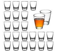24 PCS Vasos De Chupito, Vasos de Chupito de 35 ml, Vaso de Vidrio Templado, Vaso Para Beber Directamente, Copas de Cristal en Forma de Huevo para Fiestas, con Base Gruesa, Para Aguardiente