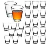 24 PCS Vasos De Chupito, Vasos de Chupito de 35 ml, Vaso de Vidrio Templado, Vaso Para Beber Directamente, Copas de Cristal en Forma de Huevo para Fiestas, con Base Gruesa, Para Aguardiente, Vodka