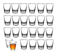 24 PCS Vasos De Chupito, Vasos de Chupito de 35 ml, Vaso de Vidrio Templado, Vaso Para Beber Directamente, con Base Gruesa, Para Aguardiente, Vodka, Ouzo, Sambuca, Apto para Lavavajillas