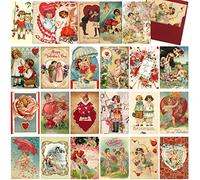 24 Pcs Vintage Valentine's Cards Valentine's Day Cards with Envelopes Retro Victorian Galentine Assorted Gifts for Classroom Exchange Wedding Engagement Anniversary(Vintage Style)