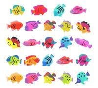 24 Peces Tropicales Decorativos, Modelos Simulados de Animales Marinos, Juguetes de Plástico Blando para Niños, Suministros de Fiesta Temática Marina