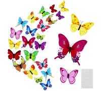 24 pegatinas de mariposa 3D para decoración de pared, con imanes, para decoración de fiestas, dormitorio, habitación infantil, decoración de pared, bodas y más (coloridos)