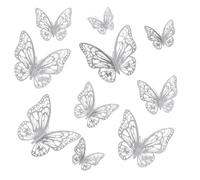 24 pegatinas de pared de mariposas 3D, elementos decorativos removibles para el hogar en plata y oro rosa. Ideales para la decoración de hab