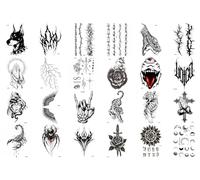 24 Pegatinas De Tatuajes Temporales De Tótems De Animales En Blanco Y Negro Para Hombres Y Mujeres: Creativas, Impermeables Y Realistas.