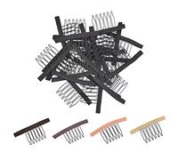 24 peines de peluca para asegurar la peluca, clips de pelucas de 6 dientes con paño para hacer gorras de peluca (negro)