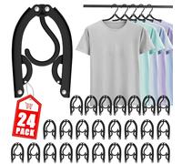 24 Perchas de Viaje - Perchas Plegables portátiles para Ropa, Accesorios de Viaje, Estante Plegable para secar Ropa para Viajes (Negro)