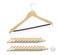 24 perchas ropa Colgador de madera natural pantalones Perchas antideslizantes