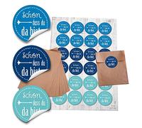 24 petits Marron Petites dragées de M. gebsel-Sacs Papier (10,5 x 15 cm) et 24 ronds Lot de 4 autocollants cm Bleu Turquoise bien que tu es là