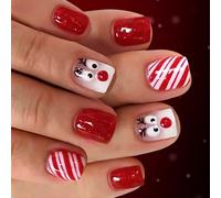 24 pezuñas brillantes y persistentes para vacaciones, rayas de rosas, ciervos cortos, cuadrados, brillantes, epoxi, requerido para Navidad, pezuñas persistentes, rayas rosas, plan de ciervos