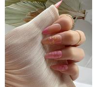 24 Pieces Almond Shape False Nails Full Covers Stick on Nails with Beautiful 3D Floral Patterns for Party or Daily Wear Comfortable Wear Nail Set