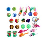 24 pieces cat toys with bells and feathers interactive teaser balls for cats movement and play fun random colors