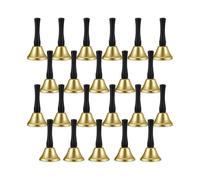 24 Pieces Hand Bells Silver Steel Service Handbells Black Wooden Handle Diatonic Metal Bells Musical Percussion (gold)-Good