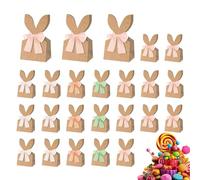 24 Pieces Paper Bunny Ears | Easter Bags For Kids, Reusable Candy Treat Bag, Holiday Birthday Party Favors For Chocolate Cake Toys DIY Spring Celebration