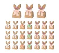 24 Pieces Paper Bunny Ears | Reusable Candy Treat Bag, Easter Bags For Kids, Holiday Birthday Party Favors For Chocolate Cake Toys DIY Spring Celebration