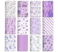 24 Pieces Purple Lavender Themed Mini Pocket Notebook Journals 12 Distinct Flower Butterfly Floral Stripes Designs Memo Notepads for Home Office Stationery Supplies Lavender Themed Party Favors
