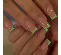 24 Pieces Short Square False Nails French Tip Acrylic Press on Artificial Manicure Ornament for Party Fashion Nail Art