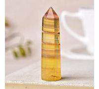 24 piedras naturales de color Torre de punta de cristal Amatista Cuarzo rosa Piedra curativa Mineral de energía Mineral Reiki Obelisco Decoración del hogar-Amarillo Fluorita_70-80mm