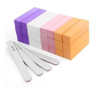 24 Piezas 120 Granulado Uñas con Fricción Uñas, Lima Uñas profesional con 4 colores,Bloque Lijado Cuadrado Alta calidad,Limas Uñas profesionales y duradero,para Familia,Salón